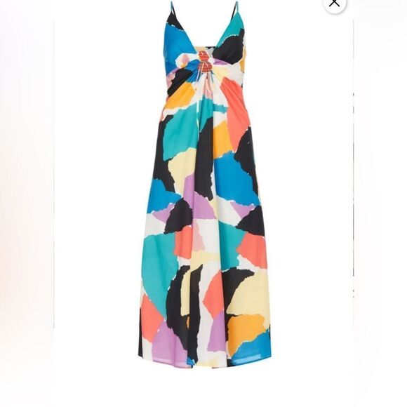 Rails Sabina colorblock colorful drawstring keyhole midi maximalist dopamine - Picture 1 of 11